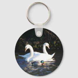 Porte-clés Deux cygnes et un canard