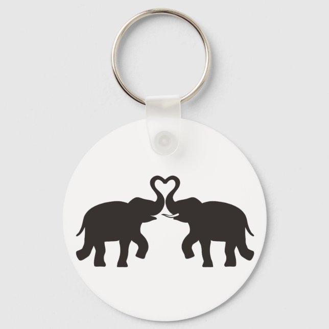 Porte-clés Deux éléphants aiment les silhouettes (Recto)