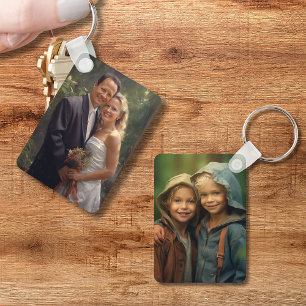Porte-clés Deux images personnalisées en aluminium double fac
