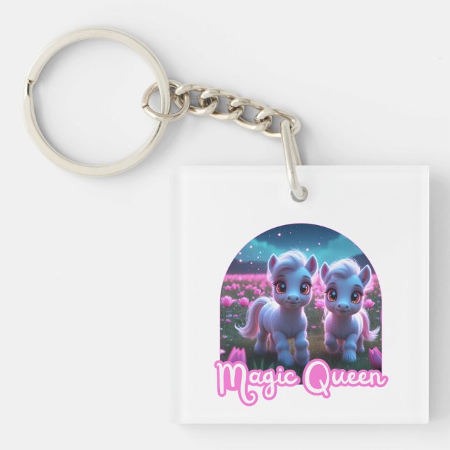 Porte-clés Deux petits poneys mignons (Devant)