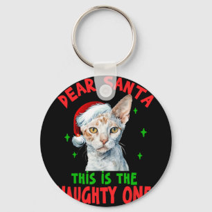 Porte-clés Devon Rex Cat Noël Cher Père Noël Voici Le Nau