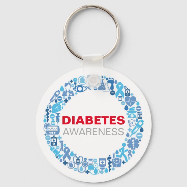 Porte-clés diabétiques Awareness blue circle with (Recto)