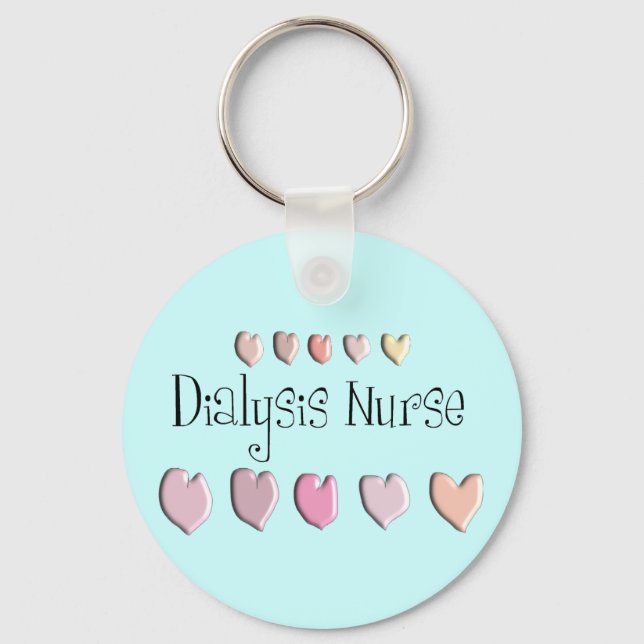 Porte-clés Dialyse Infirmière Coeurs Design Cadeaux (Recto)