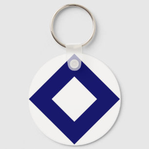 Porte-clés Diamant blanc, Bordure bleu gras