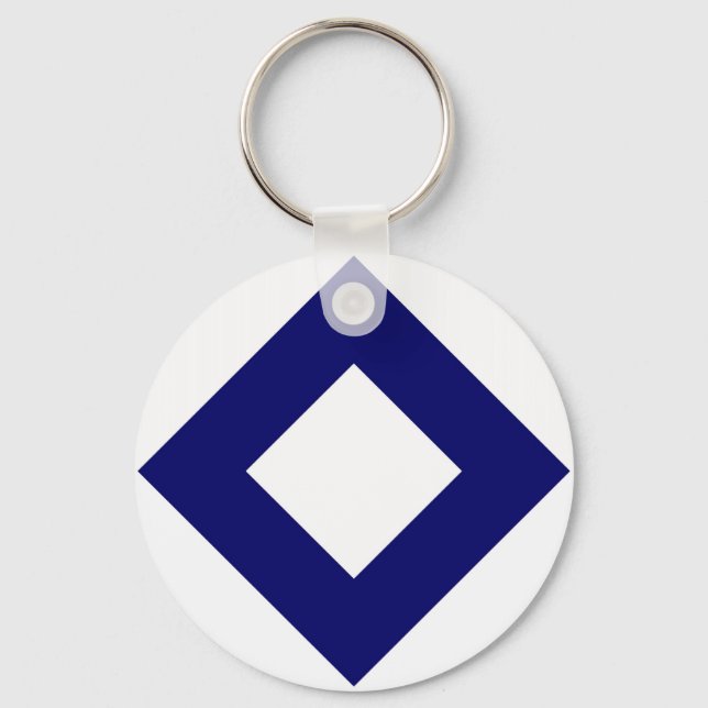 Porte-clés Diamant blanc, Bordure bleu gras (Recto)