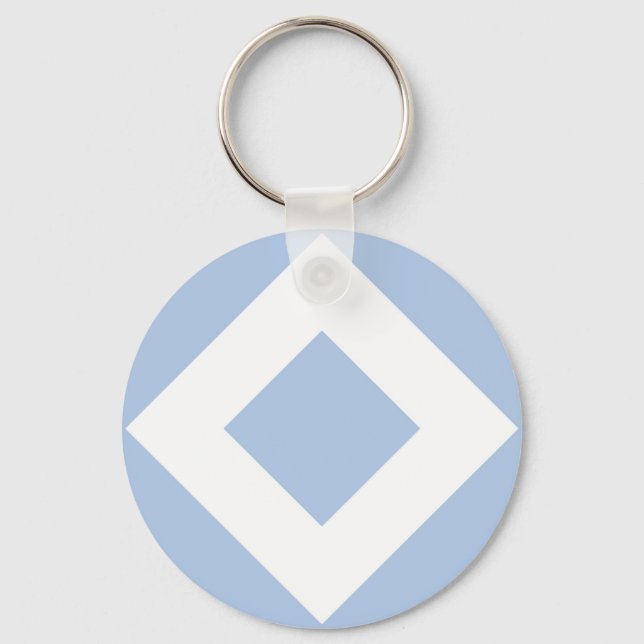 Porte-clés Diamant bleu pâle, Bordure blanche gras (Recto)