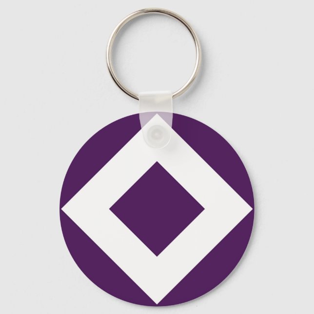 Porte-clés Diamant Profond Violet, Bordure Blanche Gras (Recto)