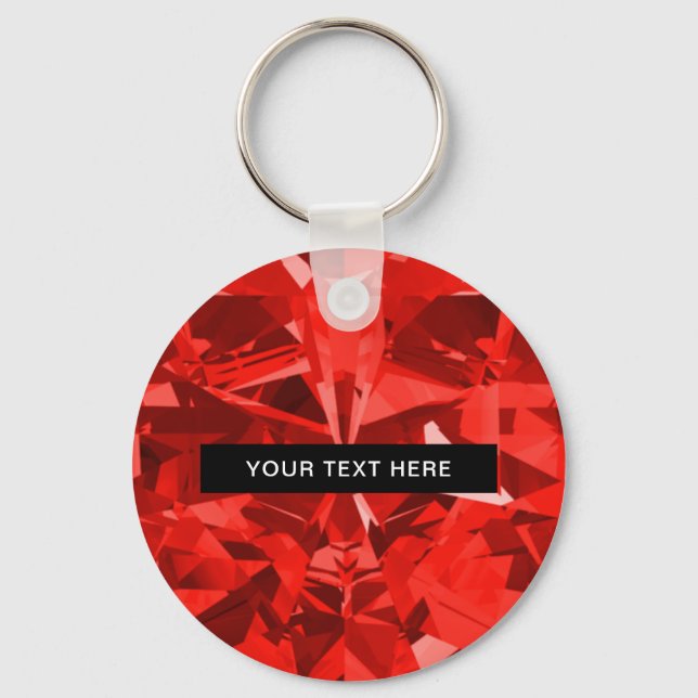 Porte-clés Diamant Ruby Gemstone Personnalisé (Recto)