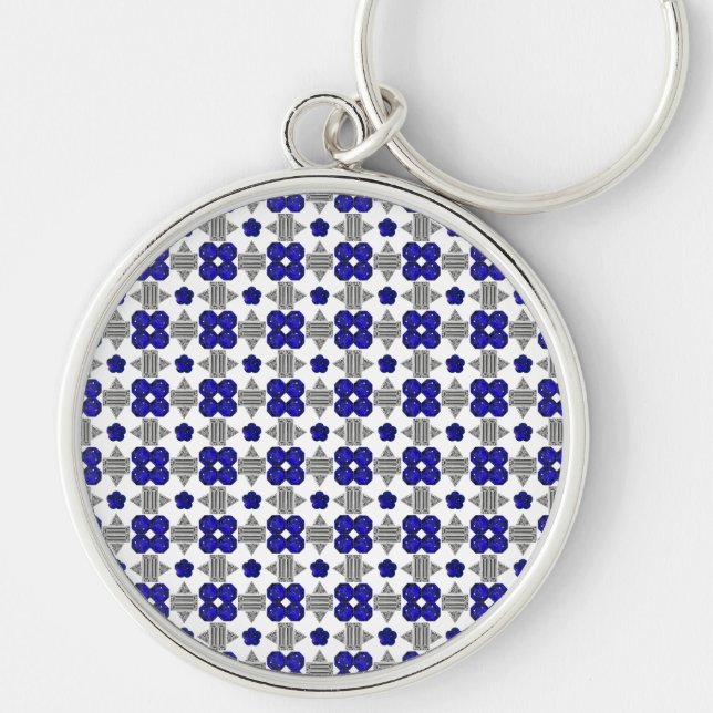 Porte-clés Diamant Sapphire Gemstone Art, Bleu (Devant)
