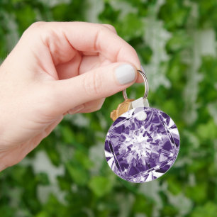 Porte-clés Diamant Violet Unique Nom Personnalisé Unique