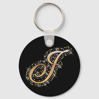 Porte-clés Diamants et Porte - clé "J" initial d'or