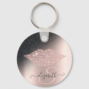Porte-clés Diamants Lèvres Paillettes Ombre Rose Gold