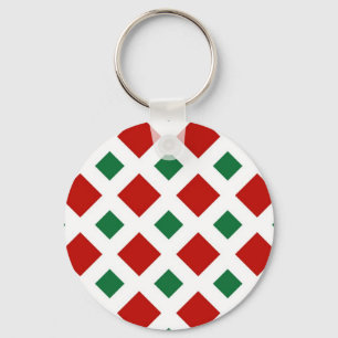 Porte-clés Diamants rouges et verts sur blanc