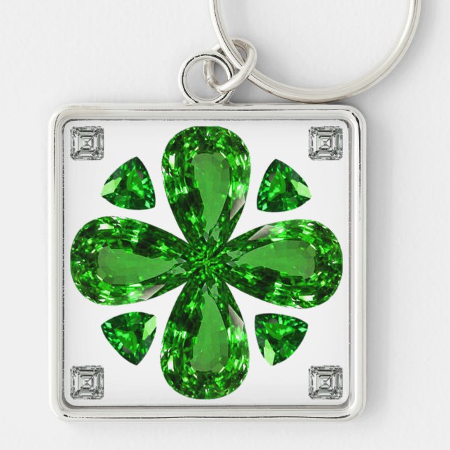 Porte-clés Diamond & Emerald Gemstone Art, Porte - clé vert (Devant)