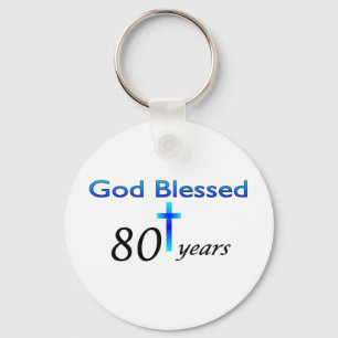 Porte-clés Dieu béni cadeau d'anniversaire de 80 ans