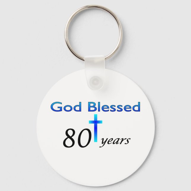 Porte-clés Dieu béni cadeau d'anniversaire de 80 ans (Recto)