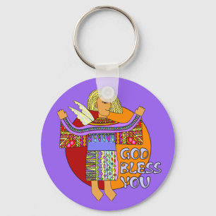 Porte-clés Dieu te bénisse   violet