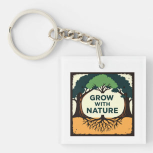 Porte-clés Digital Illustration of Stylized Tree with Roots a