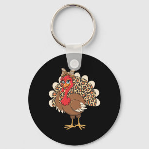 Porte-clés Dinde de Thanksgiving élégante avec impression léo
