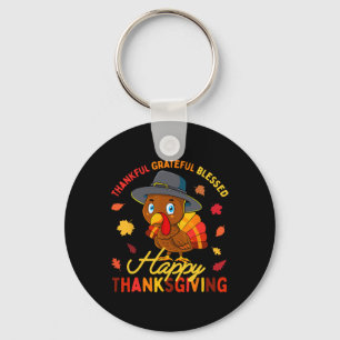 Porte-clés Dinde de Thanksgiving Femme Reconnaissant Grâce Bé