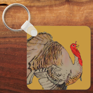 Porte-clés Dindon de Thanksgiving couleur pleine