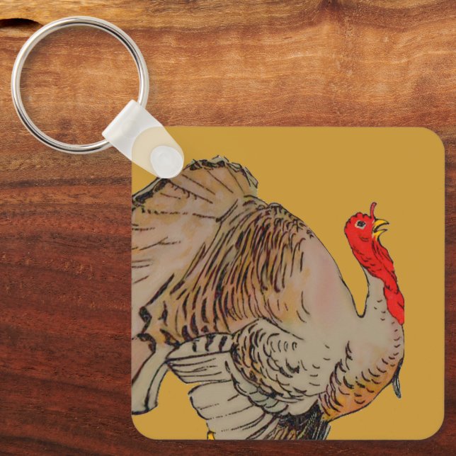 Porte-clés Dindon de Thanksgiving couleur pleine (Recto)