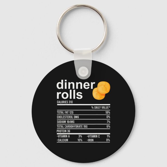Porte-clés Dinner Rolls Nutrition Facts Apparel Funny Thanksg (Recto)