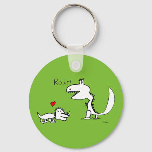 Porte-clés Dino hurlant, coeur rouge, votre Special