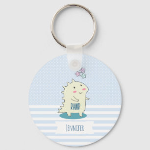 Porte-clés Dino Jaune mignon avec des étoiles joyeuses