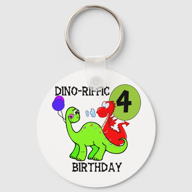 Porte-clés Dinosaur 4e anniversaire Tshirts et cadeaux (Recto)