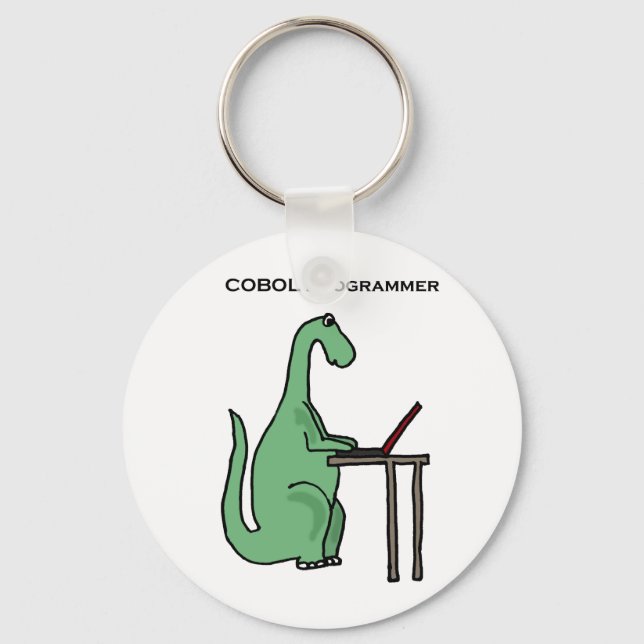 Porte-clés Dinosaur programmeur COBOL drôle (Recto)