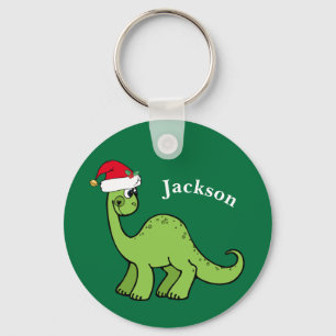 Porte-clés Dinosaure de Noël Cute Personnalisé Enfants Vert