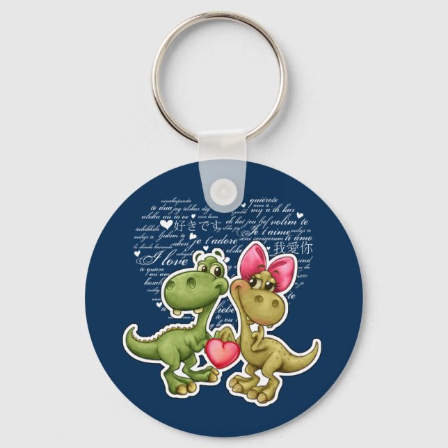 Porte-clés Dinosaures amusants Cadeau de la Saint Valentin (Recto)