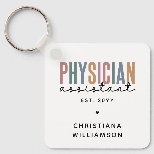 Porte-clés Diplôme d'adjoint de médecin PA personnalisé (Recto)