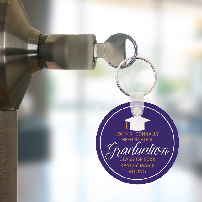 Porte-clés Diplôme d'or violet personnalisé 2025 Graduate (Créateur téléchargé)