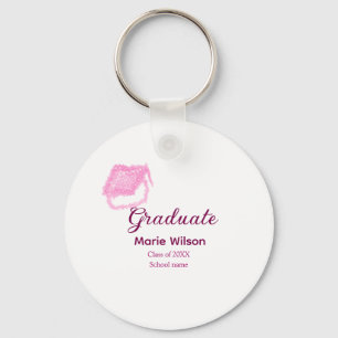 Porte-clés diplômé parties scintillant rose bouchon ajouter n