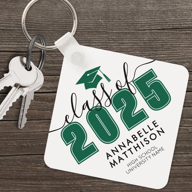 Porte-clés Diplômé vert (Graduate Green Graduation keychain)