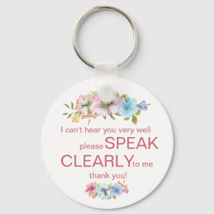 Porte-clés Discret sourd dur de l'oreille hibiscus floral