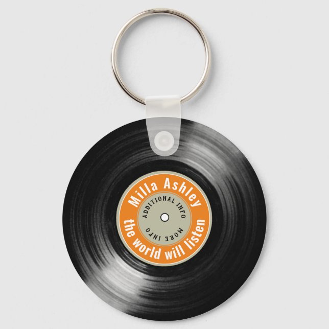 Porte-clés disque vinyle LP personnalisé avec nom (Recto)