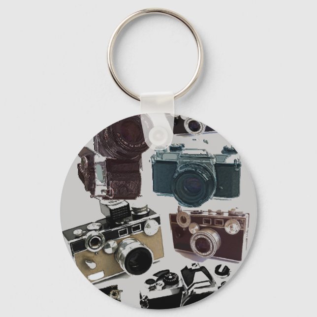Porte-clés distressed photographe retro camera (Recto)
