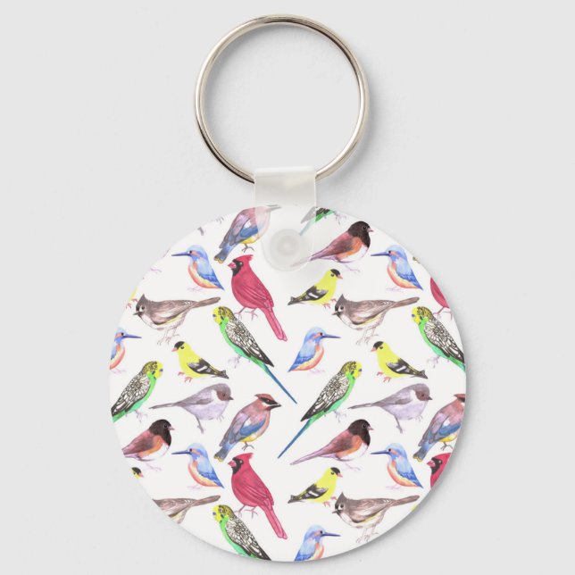 Porte-clés Divers oiseaux de l'aquarelle - oiseaux de compagn (Recto)