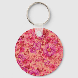 Porte-clés Diverses fleurs en fleurs en rose et violet chaud