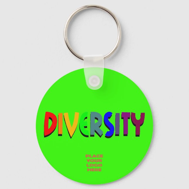 Porte-clés Diversité Porte - clé vert brillant personnalisé (Recto)