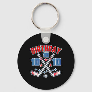 Porte-clés Dix ans de hockey sur glace garçon d'anniversaire