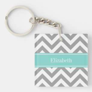 Porte-clés Dk Gray White LG Chevron Turquoise