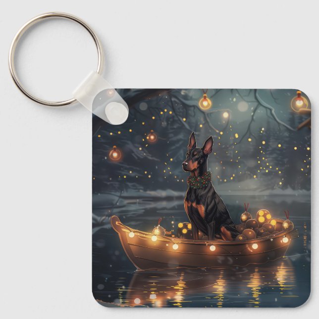 Porte-clés Doberman Christmas Festive Voyage (Recto)