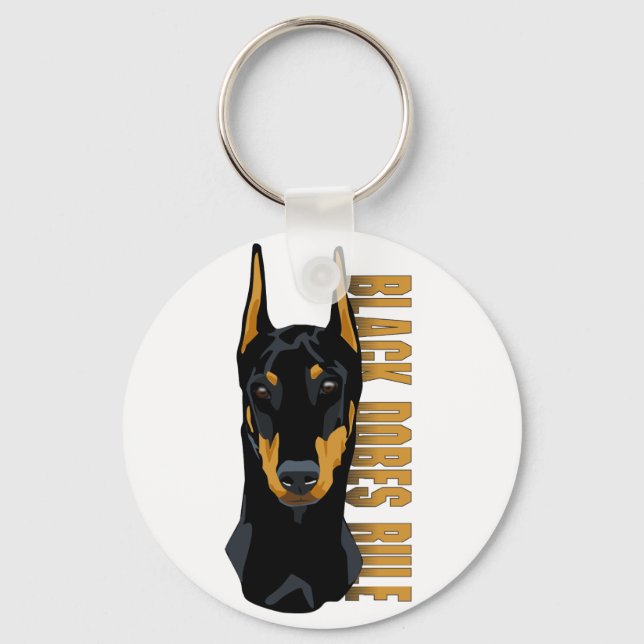 Porte-clés Doberman Head, Black Dobes Rule (Recto)
