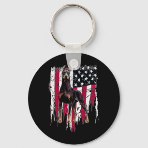 Porte-clés Doberman Pinscher Drapeau Américain États-Unis Inc