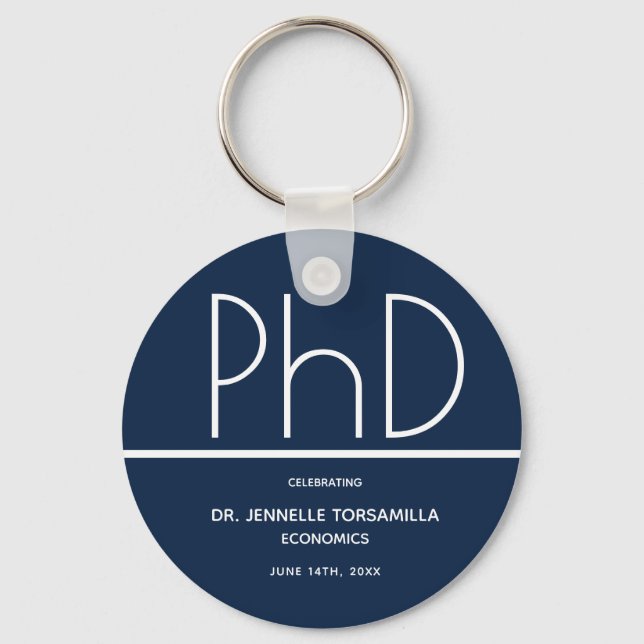 Porte-clés Doctorat Graduation Party Blue Favor (Recto)
