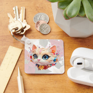 Porte-clés Dodo chic mignon émotionnel chat rose arrière - pl